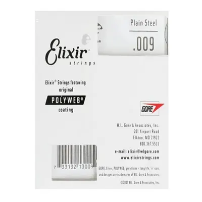 엘릭서기타줄 Elixir 일렉기타줄/통기타줄 PolyWeb Plain Steel 009 낱선 낱줄 4팩 [13009]